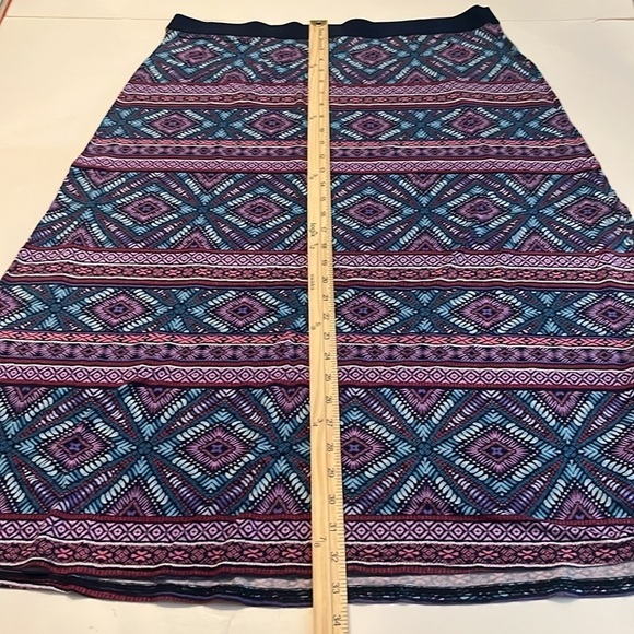 J. Jill Boho Geometric Purple and Blue Print Maxi Pull-On Skirt Size L - Picture 4 of 9